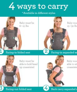 Alternative view of Infantino Flip Advanced 4-in-1 Carrier - Ergonomic, convertible, face-in and face-out front and back carry for newborns and older babies 8-32 lbs Grey