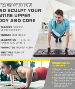 POWER PRESS Push Up Board – Home Workout Equipment, Push Up Bar with 30+ Color Coded Combo Positions for Exercise – Portable Gym Accessories for men and Women, Strength Training Equipment, Original Single Pack 20 810Vnc4EmSL