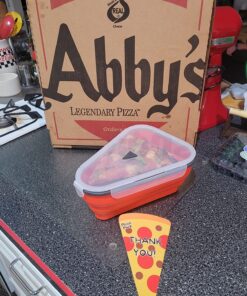 The Perfect Pizza Pack™ - Reusable Pizza Storage Container with 5 Microwavable Serving Trays - BPA-Free Adjustable Pizza Slice Container to Organize & Save Space, Red 1 Pack 42 810W3ovaT8L