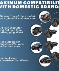 License Plate Screws with Rustproof Finish - License Plate Screw Kit for Front & Rear Plates - License Plate Bolts for Domestic Vehicles - Stainless Steel Screws for License Plates (4-Pack, Black) Black Zinc Plated 19 810WFCMmNhL