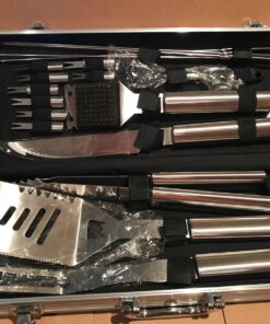 ROMANTICIST Complete Grill Accessories Kit - The Very Best Grill Gift on Birthday Wedding - Professional 21PC BBQ Accessories Set with Case for Outdoor Camping Grilling Smoking SILVER-1 31 810WVlTnyOL