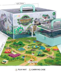 TEMI Dinosaur Toys for Kids 3-5, Realistic Jurassic Dinosaurs Figures with Play Mat & Trees to Create a Dino World Includes T-rex, Triceratops, Velociraptor, Gift for Toddler Boys & Girls 2 3 4 5 6 7 dinosaurs&mat 36 810X7rwfXzL