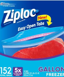 Ziploc Double Zipper Freezer Gallon Bags, Total: 152 Bags (4 X 38 Count)