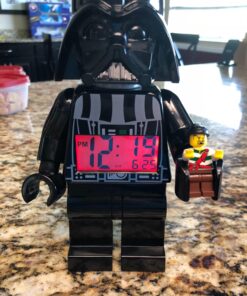 LEGO Star Wars 9002113 Darth Vader Kids Minifigure Light Up Alarm Clock | black/gray | plastic | 9.5 inches tall | LCD display | boy girl | official 32 810b VFymuL