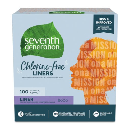 Seventh Generation Pantiliners Pads Absorbent pads Light Absorbency Chlorine Free Pads 100 count 100 Count (Pack of 1)