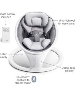 Munchkin® Bluetooth Enabled Lightweight Baby Swing with Natural Sway in 5 Ranges of Motion, Includes Remote Control, White Swing, Grey 19 810h20QwxvL