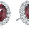 Amazon Collection Sterling Silver White Sapphire Halo Oval Stud Earrings Red Rhodolite/Rhodium 12 810hr4PykEL