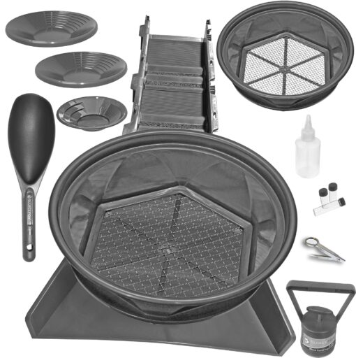 Sluice Fox Gold Panning Supplies Kit with Sluice Box Black Kit w/ Speed Flare