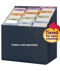 Smead Stadium File, 12 Pockets, Tear Resistant Gusset, Letter Size, Navy, Alphabetic/Daily/Monthly/Household Labels (70211) 9 810lUO7Ok7L