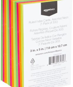 Alternative view of Amazon Basics Ruled Index Flash Cards, Assorted Neon Colored, 3x5 Inch, 300-Count