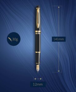 Waterman Expert Fountain Pen Gloss Black with 23K Gold Trim Medium Nib Gift Box 9 810ltZDdlTL