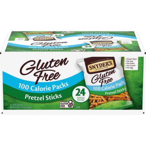 Snyder's of Hanover Gluten Free Pretzel Sticks, 100 Calorie Individual Packs, 24 Ct Gluten Free Sticks 100 Calorie Packs