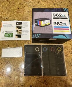 Exurbiz 962XL Ink Cartridges Combo Pack Compatible for HP 962 XL Ink High Yield Work with HP OfficeJet Pro 9010 9012 9015 9020 9018 9025 9019Printers (Black Cyan Magenta Yellow, 4 Pack) Black Cyan Magenta Yellow 20 810pDxgYCL