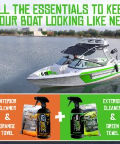 Boat Juice Boat Cleaning Kit - Exterior Boat Cleaner Water Spot Remover, Interior Boat Cleaner for Seats and Vinyl, 2 Microfiber Towels - Boat Cleaning and Detailing Supplies (Kit) 28 810pLSKJx3L