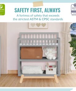 Alternative view of Dream On Me Hygge Changing Table in Pebble Grey Oak, Greenguard Gold & JPMA Certified, Comes with Safety Belts & 1” Changing Pad, Easy to Clean, Safe Wooden Furniture