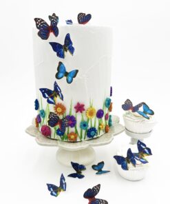 Alternative view of Sugar Robot Inc. Edible Butterflies Small Premium Crafted Made in the USA Cake and Cupcake Toppers, Decoration (Blue) Blue