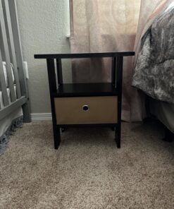 Furinno Andrey End Table / Side Table / Night Stand / Bedside Table with Bin Drawer, Espresso/Brown 1-Pack, Center Bin 40 810r2JwcZnL