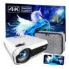 NIKISHAP Projector with WiFi and Bluetooth, Small Projector 4K Outdoor Movie Projector Short Throw, Smart Phone 1080P Projector Compatible with HDMI, VGA, USB, TV Stick, iOS, Android, PC, Laptop white 12 810rSZMkrpL