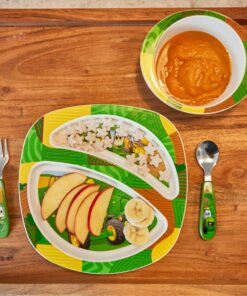 The First Years John Deere's Johnny Tractor and Friends Dinnerware Set - Toddler Plates and Bowls Set - Includes Toddler Plate, Toddler Bowl, Toddler Fork and Toddler Spoon - 4 Count 4 Piece Set 18 810sYBAjAL