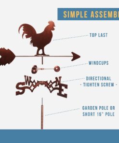SWEN Products Rooster Chicken Weathervane (Roof Mount Included) Roof Mount 17 810to6smfL