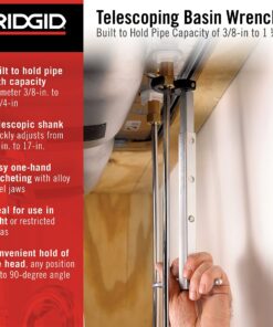 Alternative view of RIDGID 31175 Model 1017 Fold Over Basin Adjustable 10" To 17" Pipe Wrench, Silver, Made In The USA 3/8 - 1-1/4