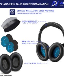 AHG Replacement QC15 Ear Pads & QC15 Headband Pad Compatible with Bose QuietComfort 15 (QC15) & QuietComfort 2 (QC2) Headphones - Soft, Great Comfort + Durability, Protein Leather (Black) 30 810vP31dGpL 1