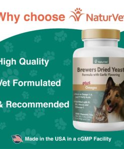 NaturVet – Brewer’s Dried Yeast Formula with Garlic Flavoring – Plus Omegas | Rich in Omega-3, 6 & 9 Fatty Acids | Fortified with B1, B2, Niacin & Vitamin C | for Dogs & Cats | 1000 Chewable Tablets 13 810ytR5gCL