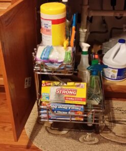 Household Essentials Glidez Multipurpose Chrome-Plated Steel Pull-Out/Slide-Out Storage Organizer for Under Sink or Under Cabinet Use - 2-Tier Design - Fits Standard Size Cabinet or Shelf, Chrome Undersink 12.25" - Standard 41 810zoEl61JL