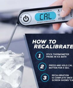 Kizen IP100 Digital Meat Thermometer - Instant Read Waterproof Food Thermometers with Bottle Opener for Kitchen, Outdoor Cooking & Grilling - Black, Lcd 16 810zvhdMtL