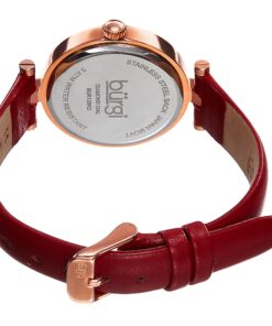 Burgi Diamond Accented Flower Dial Watch - 4 Diamond Hour Markers On Genuine Leather Strap - BUR128 9 8111nB2FMkL