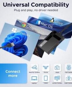 SD Card Reader USB 3.0, WARRKY【2.5FT Nylon Braided, Extra USB 3.0 Ports, 5Gbps】 7 in 1 Memory Card Reader, Micro SD Card Adapter for microSD, SDXC, SDHC, CF, MS, MMC, Micro SDXC/SDHC, UHS-I, More USB-A 25 8112j4bce L
