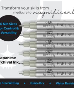 Art-n-Fly Black Fine Point Pens (Set of 6) | Drawing Fineliner Ink Pens with Japanese Archival Ink | Black Pens with Various Size Tip | No Bleed & Quick-Dry Fine Point Pen for Drawing & Sketching 6 Pack 29 8113dQm1E1L