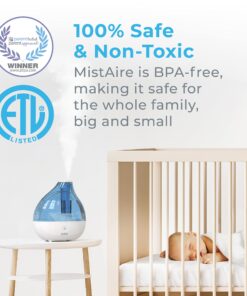 Pure Enrichment® MistAire™ Ultrasonic Cool Mist Humidifier - Quiet Air Humidifier for Bedroom, Nursery, Office, & Indoor Plants - Lasts Up To 25 Hours MistAire (Large) 24 81152JyNW0L