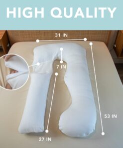 Pharmedoc Pregnancy Pillows, U-Shape Full Body Pillow – Air White Cover – Pregnancy Pillows for Sleeping – Body Pillows for Adults, Maternity Pillow and Pregnancy Must Haves 15 81180Bp5f L