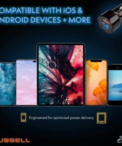 Hussell Car Charger Adapter - 3.0 Portable USB w/Fast Charge Technology & Dual Ports - Compatible w/Apple iPhone, Android, Tablet or Other USB Device - White Elephant, Stocking Stuffers 31 8118SWBdYAL