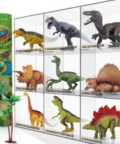 TEMI Dinosaur Toys for Kids 3-5, Realistic Jurassic Dinosaurs Figures with Play Mat & Trees to Create a Dino World Includes T-rex, Triceratops, Velociraptor, Gift for Toddler Boys & Girls 2 3 4 5 6 7 dinosaurs&mat 30 8119122ny0L