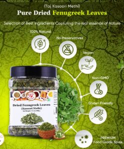 TAJ Kasoori Methi, Dried Fenugreek Leaves, 1oz (28g) 1 Ounce (Pack of 1) 11 8119dtf3GsL