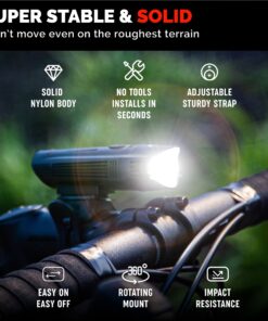 Bike Lights for Night Riding, USB Rechargeable Shark 300 Ultra Bright LED Bike Lights Front and Back Safety Tail Light Included, Bicycle Light Compatible with Mountain, Road, Kids & City Bicycles Black Combo 61 811E2VEzv7L