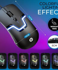 HP Wired RGB Gaming Mouse High Performance Mouse with Optical Sensor, 3 Buttons, 7 Color LED for Computer Notebook Laptop Office PC Home 100 24 811FnyQkD0L