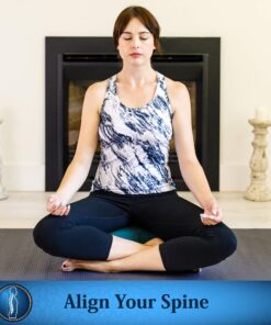 Seat Of Your Soul Crescent Meditation Cushion –10 Colors Half-Moon Yoga Pillow; Organic Cotton Zafu Cover & Zipper Liner to Adjust USA Buckwheat Hulls; Floor Pouf for Sitting Kids, Men or Women Aqua Teal 14 811GYiRBtWL