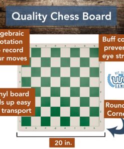 WE Games Best Value Tournament Chess Set - Staunton Chess Pieces and Green Roll-Up Vinyl Chess Board 1 26 811H5cG5VSL