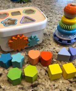 Amazon Basics Wooden Shape Sorter and Rainbow Stacker, Classic Sorting Toy for Babies, Toddlers, Children Age 12+ Months, Multicolor 72 811KE p4CLL