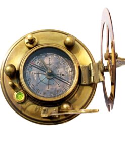 MAH Brass Magnetic Sundial Compass for Birthday, Grandfather, Baptism, Father's Day, Partner, Best Man, Anniversary, Farewell, Graduation, Christmas, Home Décor Vintage Style Sundial with Gift Box. Brass Round Sundial (Leather Case) 14 811LE 8YAiL