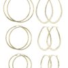 FIBO STEEL 3-8 Pairs Stainless Steel Hoop Earrings Set for Women 40-70mm G: Gold-tone 3 811LJLWydlL