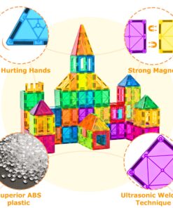 cossy 120Pcs Magnet Tiles Magnetic 3D Building Blocks Set Educational Construction Toys for 3+ Year Kids with Stronger Magnets, Rivets-Fastened, Educational, Recreational, Conventional 120 36 811OBxRUktL