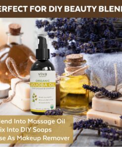 Viva Naturals Jojoba Oil Organic Cold Pressed Unrefined - 100% Pure Jojoba Oil for Skin, Natural Face Moisturizer and Hair Moisturizer, USDA Certified Organic Face Oil for Skin Care DIY, 4 fl. oz 4 Fl Oz (Pack of 1) 36 811P5m5oPkL