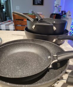 GoodCook 12-Piece Micro-Divot Nonstick Aluminum Cookware Set with Pans, Dutch Oven, Spoon and Turner, Black (6184) 12 piece set 36 811S7Ef7XML