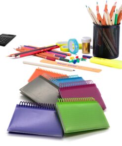 Emraw 50 Count View Poly Spiral Bound Ruled White Index Card 3”x5” - 2 Tab Divided - For School, Office & Home. Assorted Colors (Pack of 6) 9 811SOoFkvL