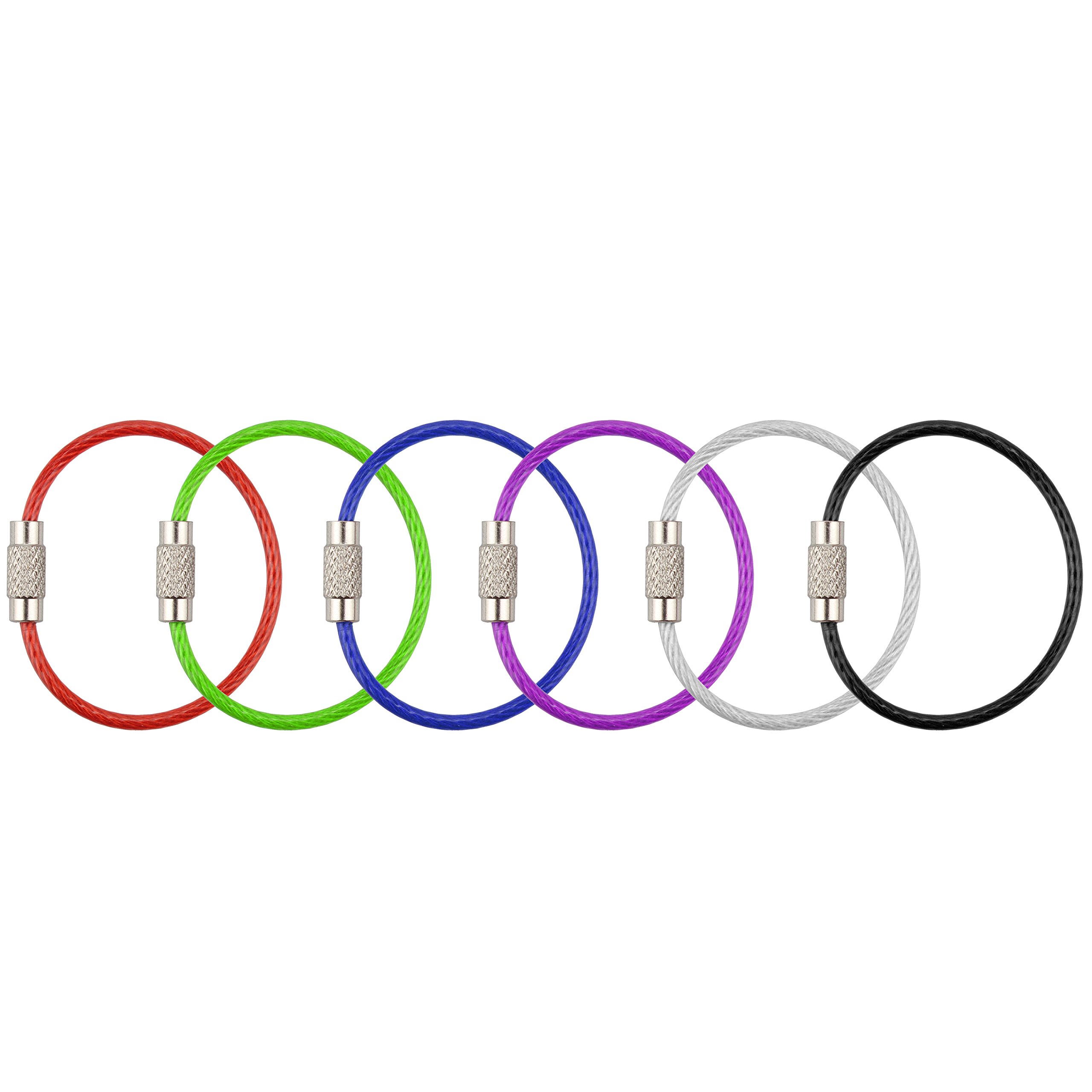 Keychain, Wisdompro 20 Pack of 4.3 Inches Stainless Steel Wire Ring 2mm Cable Loop Rings for Hanging Luggage Tag, Keyrings and ID Tag Keepers (Pack of 20-4.3 inch) 6-color 4.3" 20Pack 2 Keychain, Wisdompro 20 Pack of 4.3 Inches Stainless Steel Wire Ring 2mm Cable Loop Rings for Hanging Luggage Tag, Keyrings and ID Tag Keepers (Pack of 20-4.3 inch) 6-color 4.3" 20Pack - Image 2