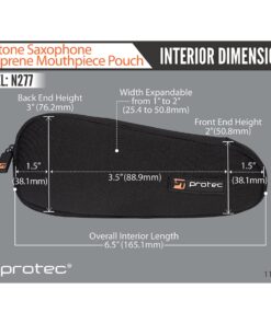Baritone Saxophone Neoprene Mouthpiece Pouch with Zipper Closure - Black, Model N277 9 811UfE0u8PL
